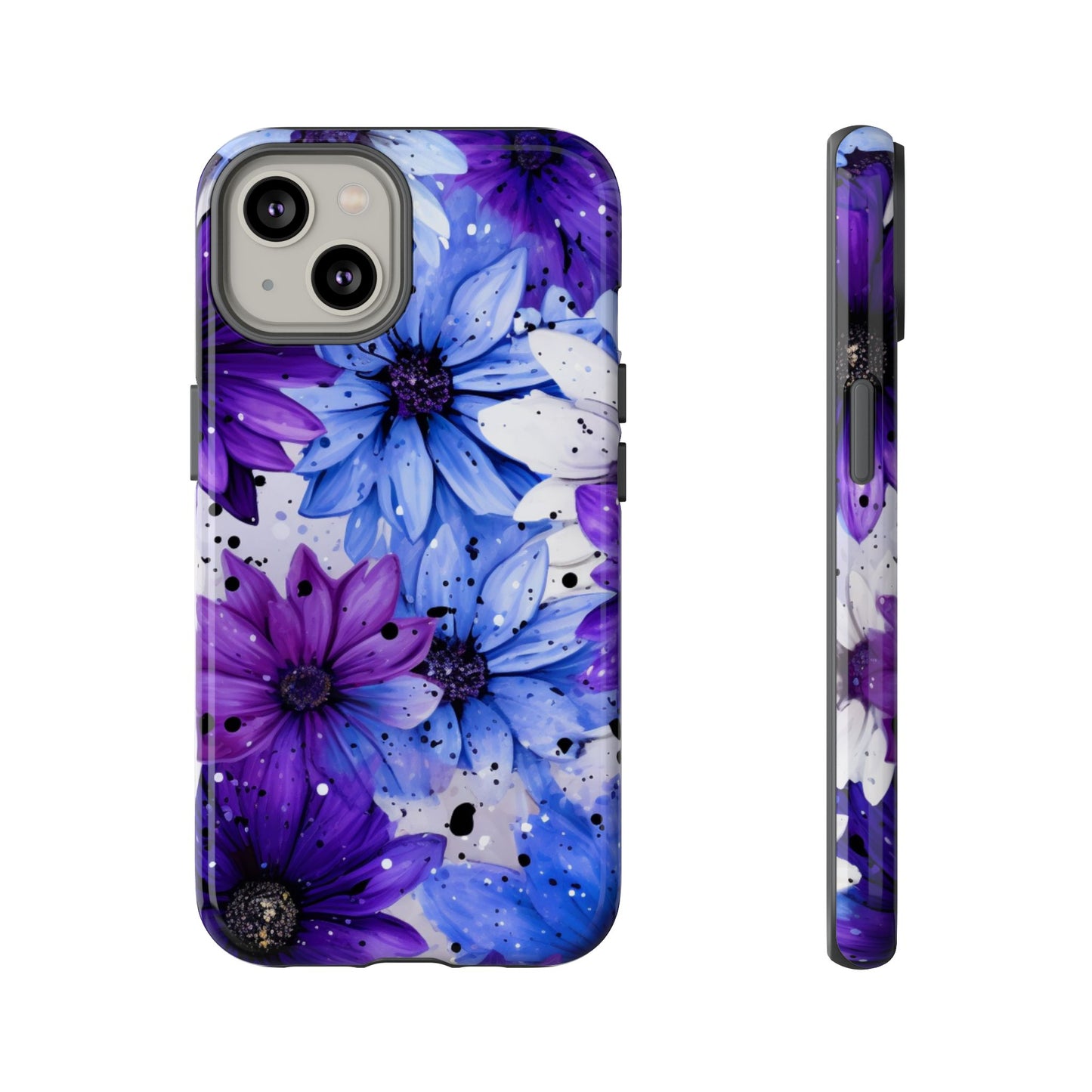 Blue & Purple Floral Splash Mobile Cover – Elegant Artistic Flowers