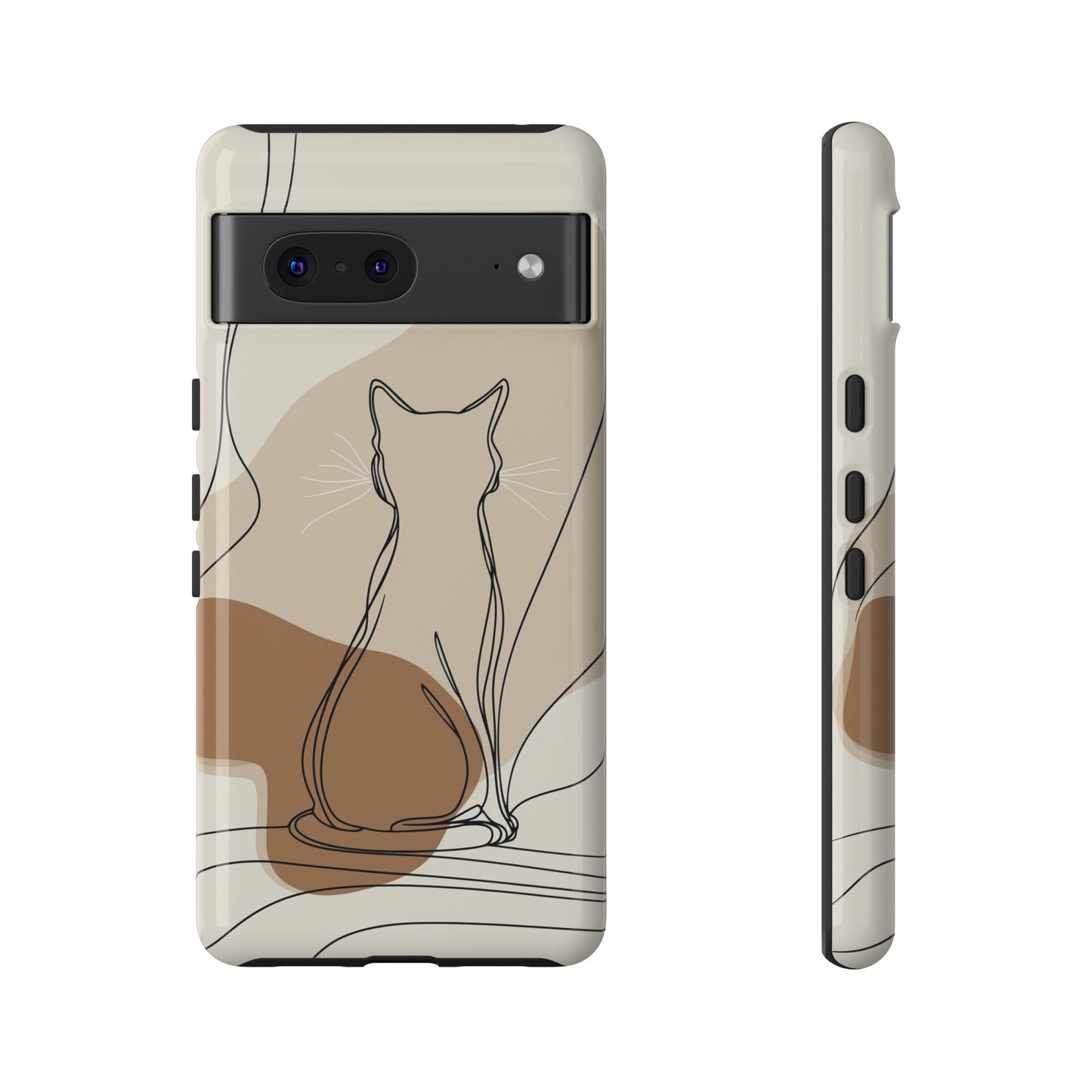 Minimalist Cat Silhouette: Elegant Line Art Phone Case for iPhone, Samsung & Pixel