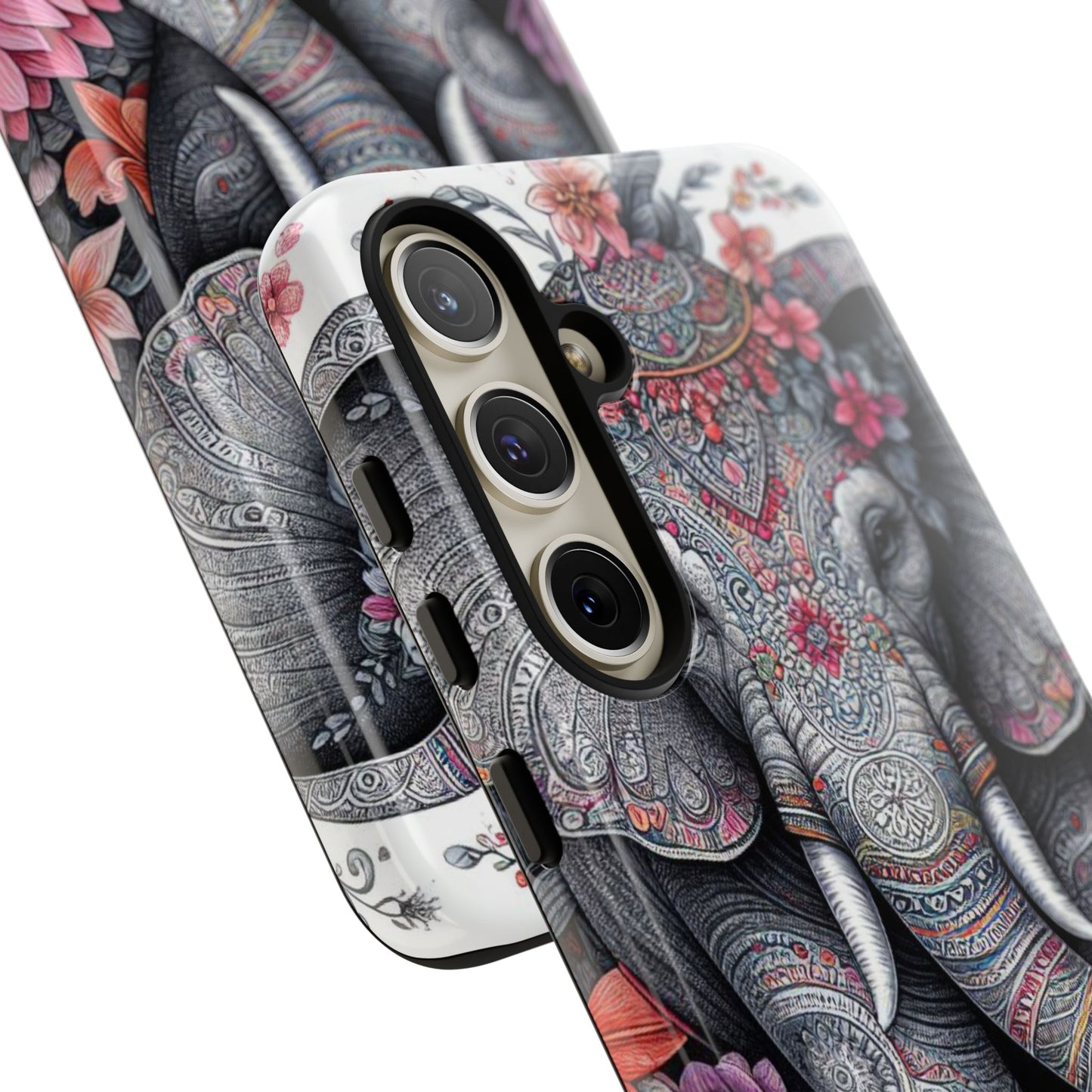 Bohemian Floral Elephant Mobile Cover – Intricate Mandala Art