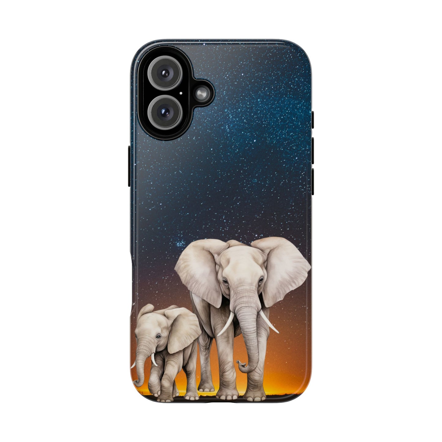 Starry Safari Elephant Family Mobile Cover – Cosmic Wildlife Aesthetic