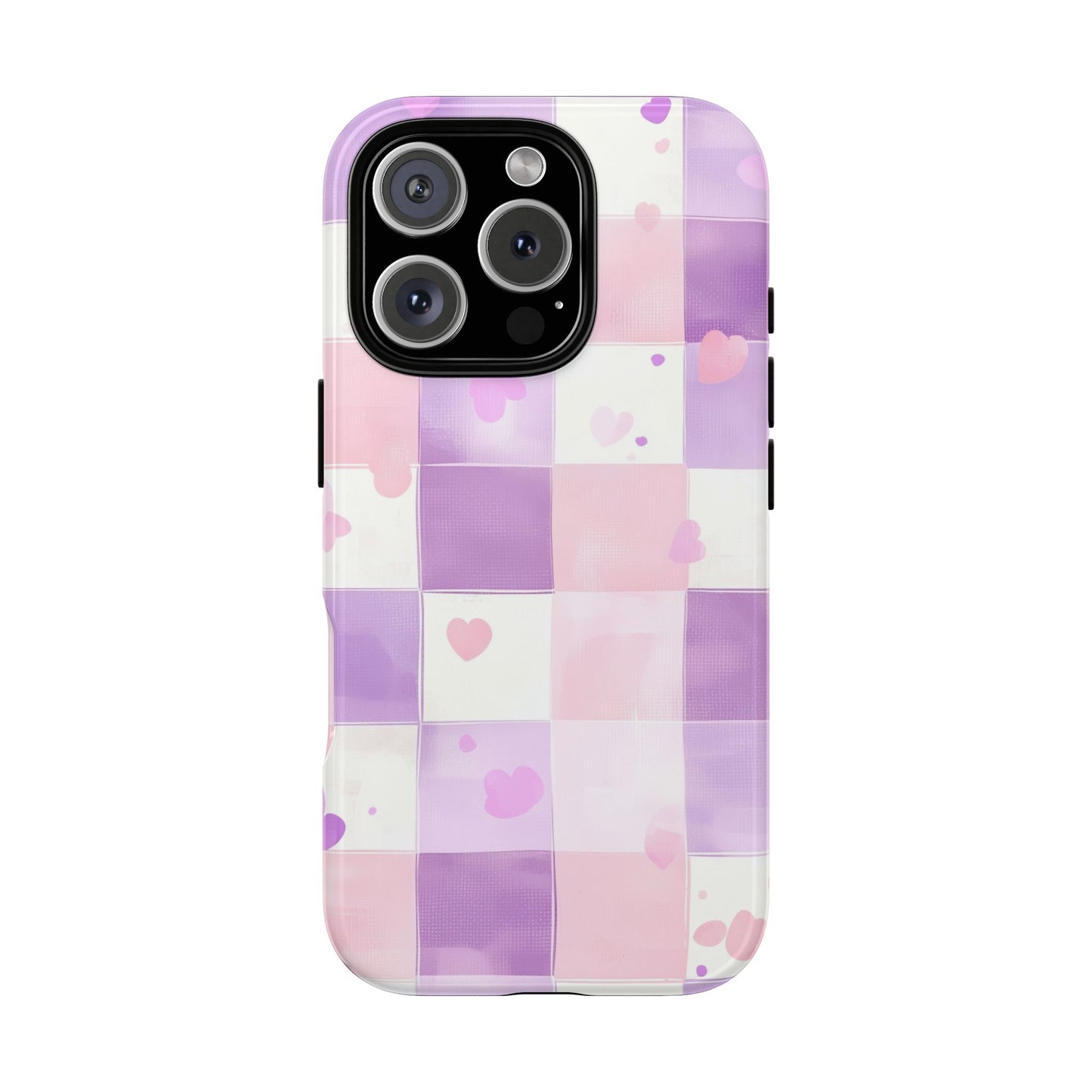 Kawaii Heart Gingham Phone Case for iPhone, Samsung, Google Pixel