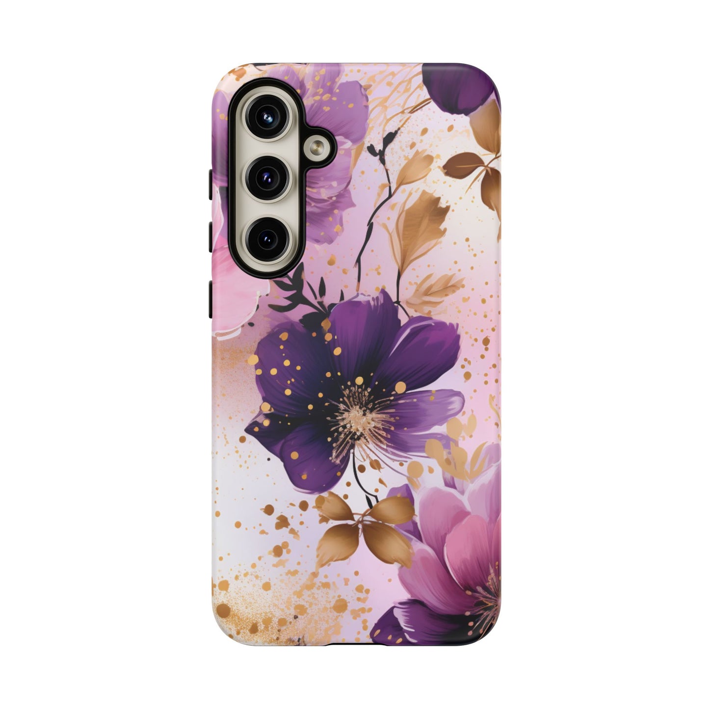 Luxury Purple & Gold Floral Aesthetic Mobile Case