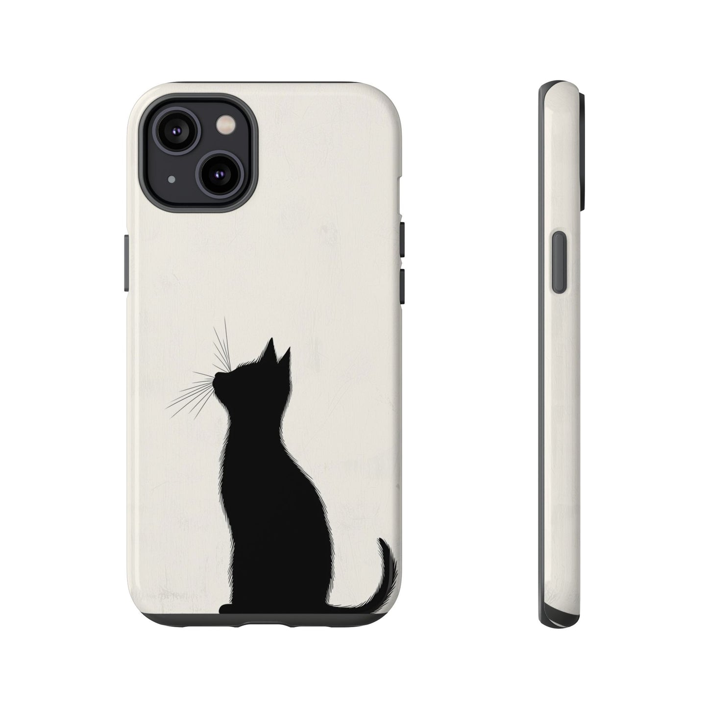 Silent Gaze: Minimalist Black Cat Phone Case for iPhone, Samsung & Pixel