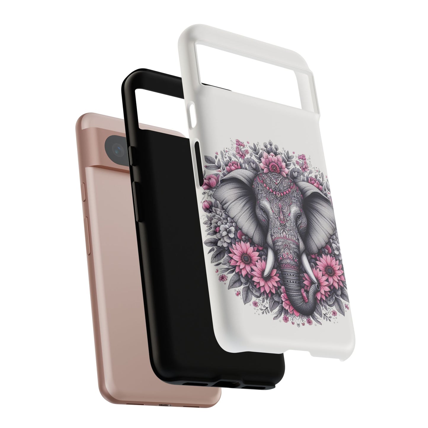 Intricate Floral Elephant Mobile Cover – Mandala-Inspired Boho Art