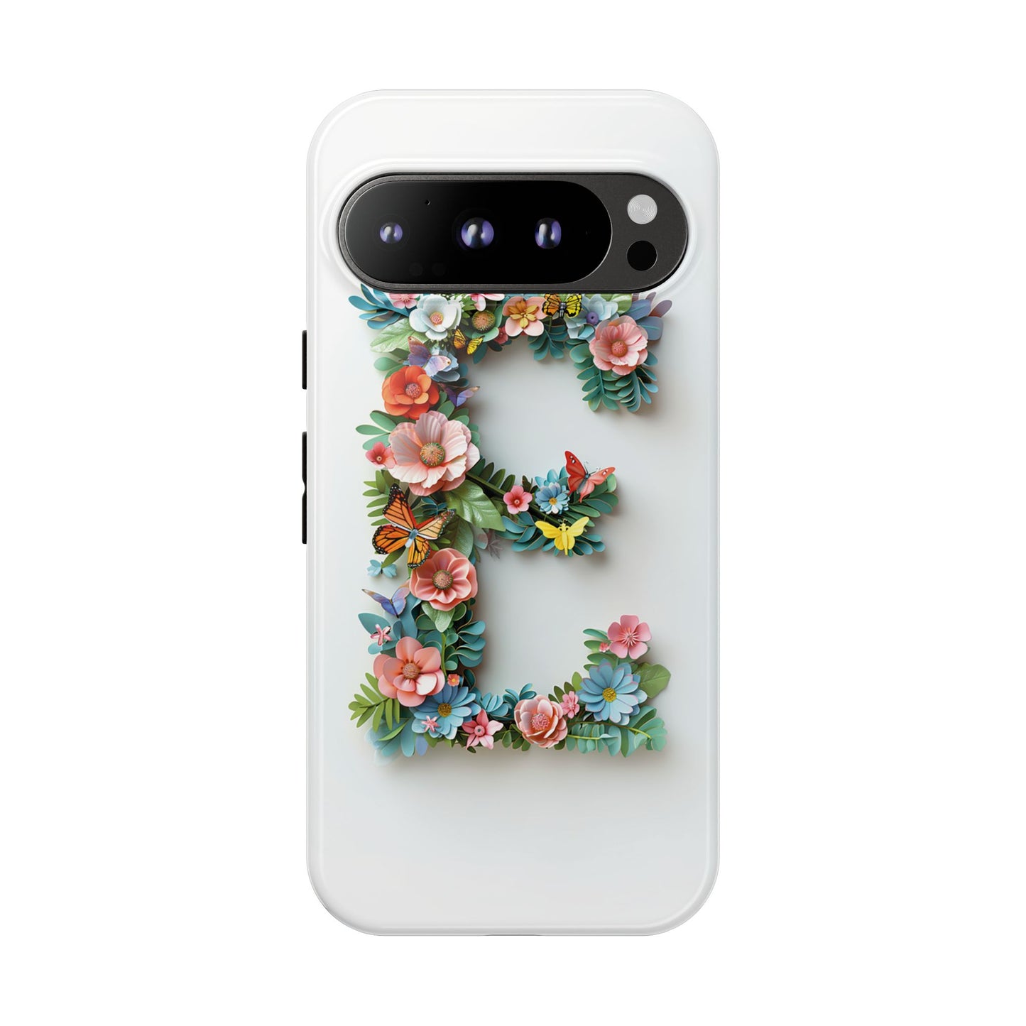 Floral Letter E Phone Case β Personalized Aesthetic Cover for iPhone, Samsung & Google Pixel