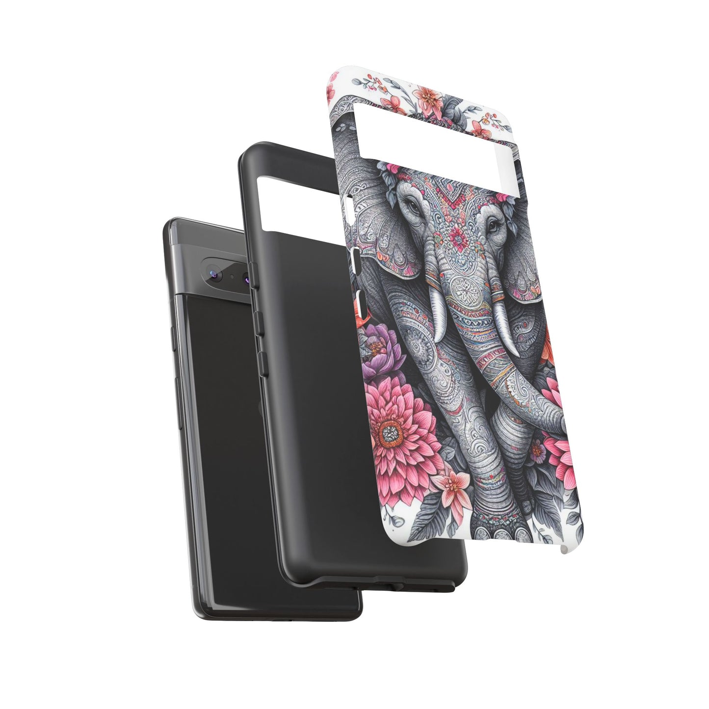 Bohemian Floral Elephant Mobile Cover – Intricate Mandala Art
