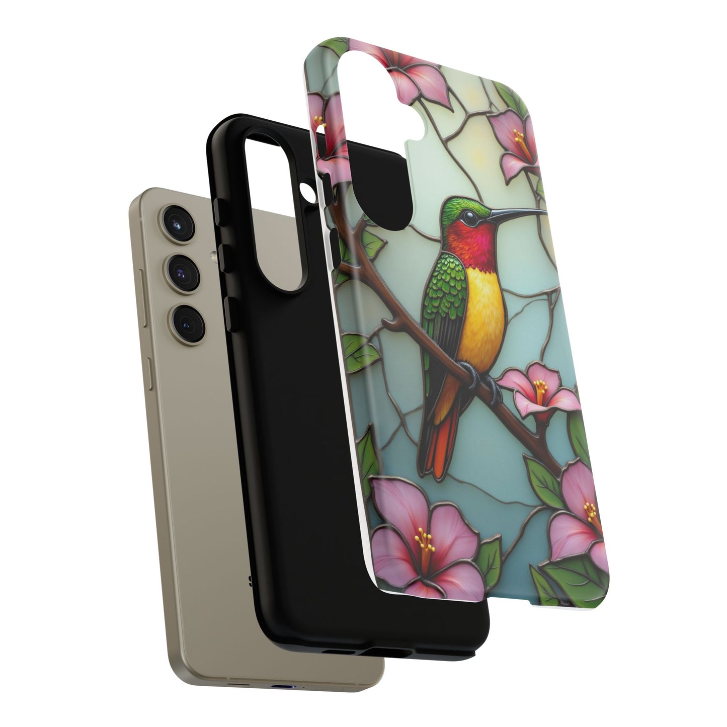 Elegant Hummingbird with Floral Mosaic | Artistic Nature Design