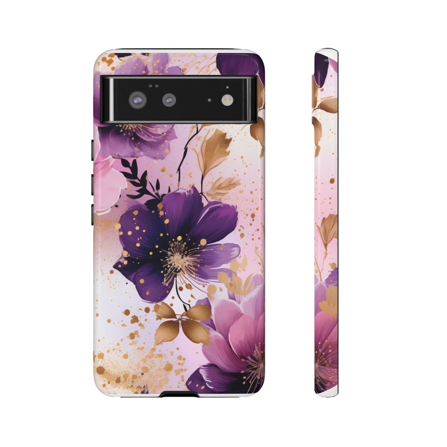 Luxury Purple & Gold Floral Aesthetic Mobile Case
