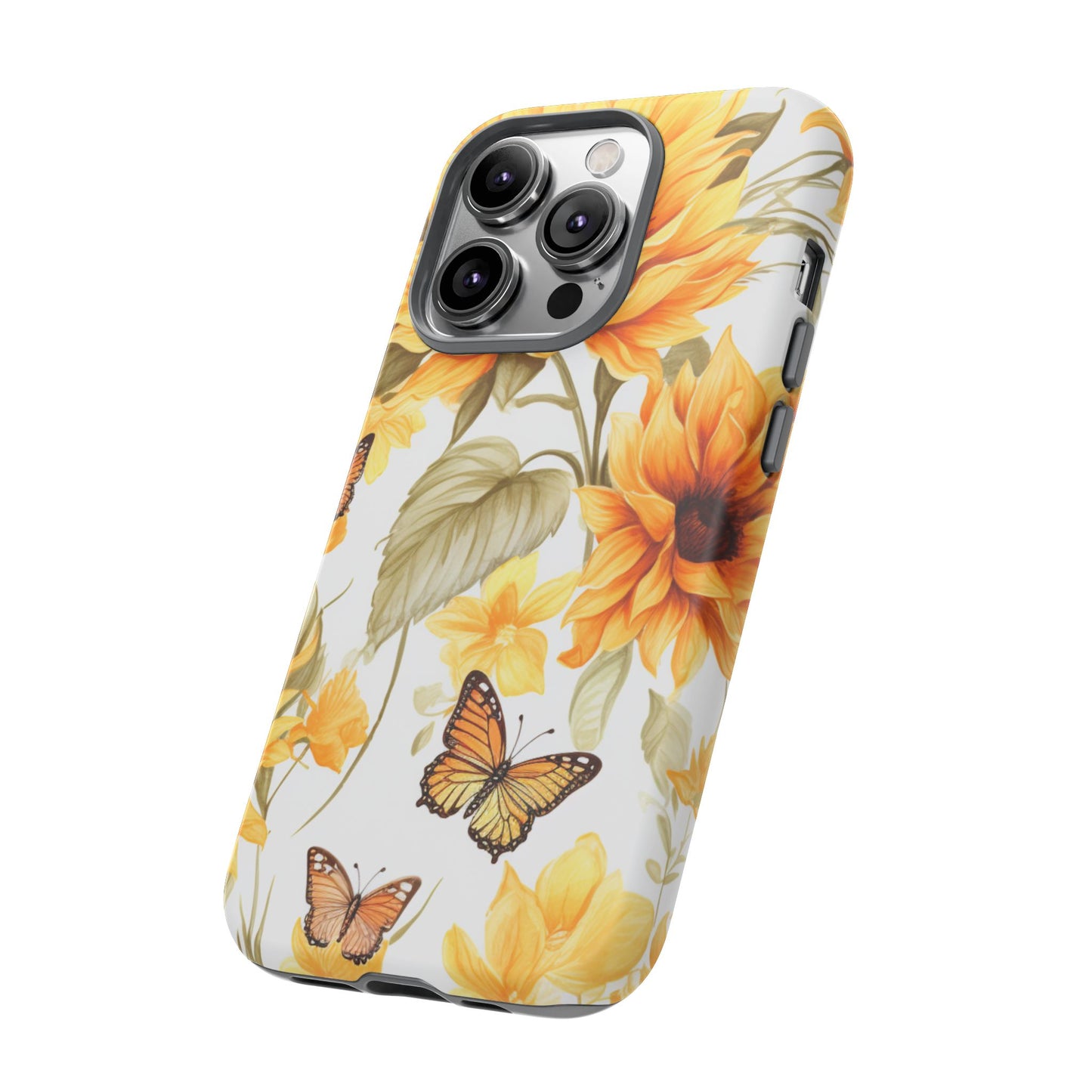Golden Sunflower & Butterfly Phone Case – Warm & Elegant