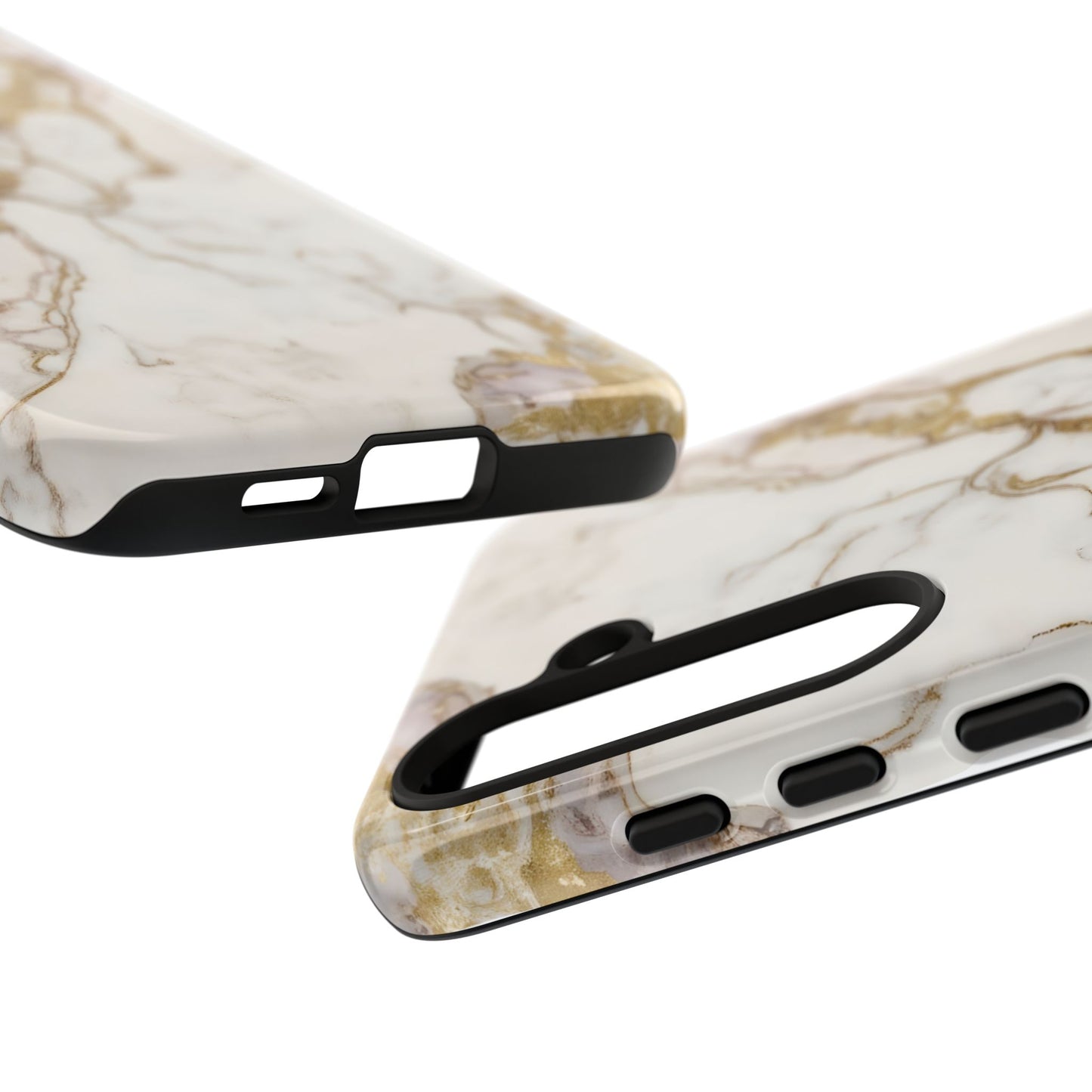 Elegant White and Gold Marble Case Design