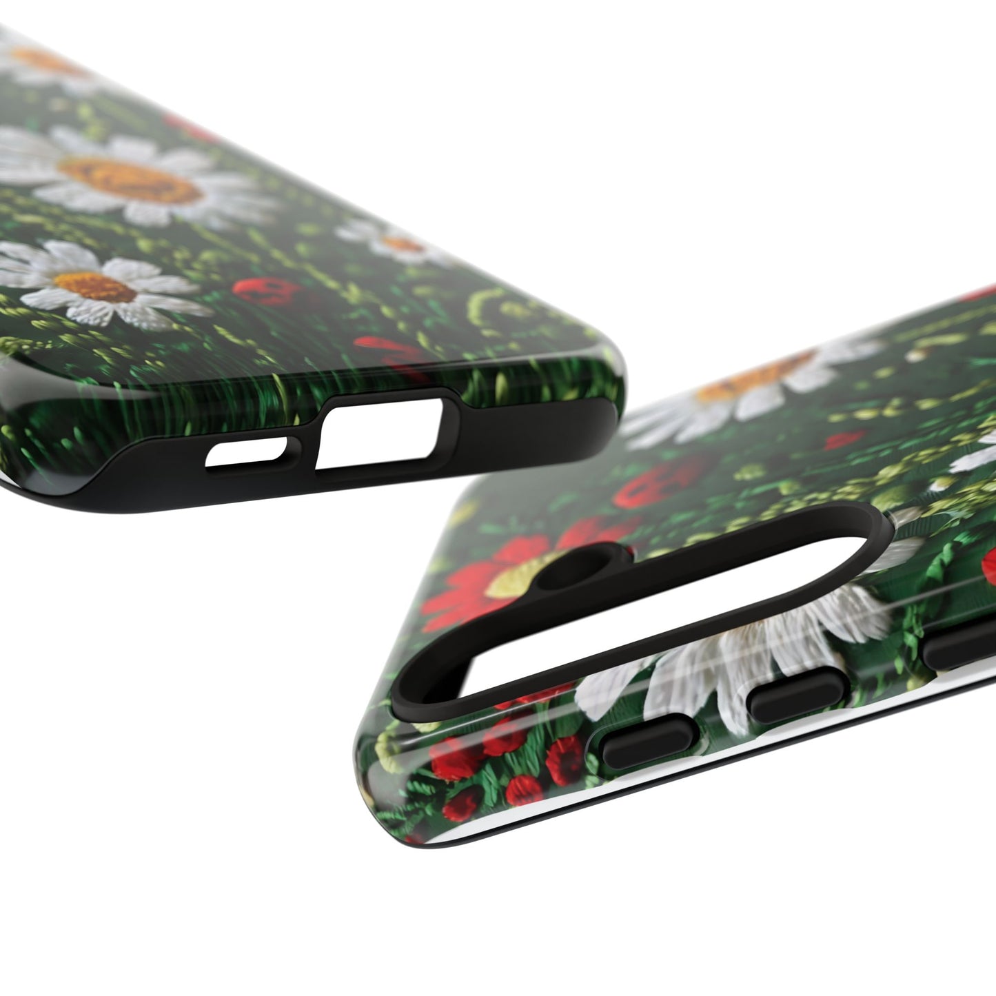 Knitted Pattern With Diamonds And Festive Motifs On Navy phone case design.