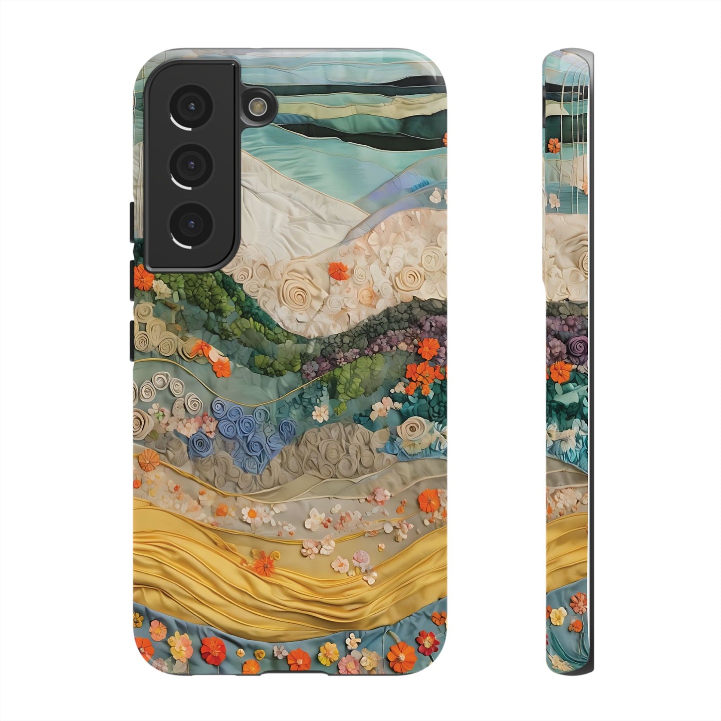 Intricate Textile Art Piece Showcasing Vibrant Layers And Colors phone case design.