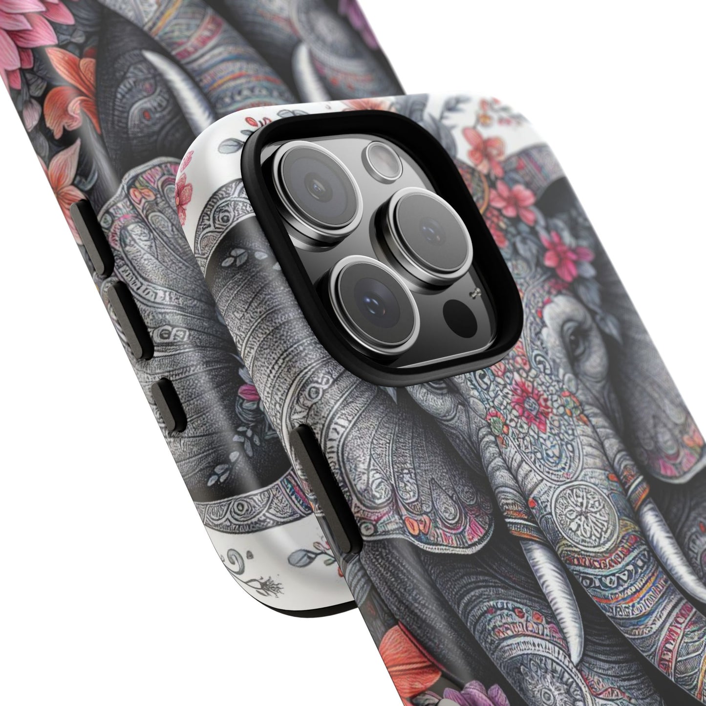 Bohemian Floral Elephant Mobile Cover – Intricate Mandala Art