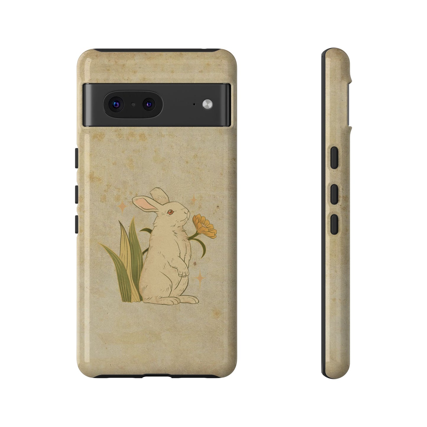 Minimal Vintage Rabbit Phone Case β Aesthetic Beige Bunny Cover for iPhone, Samsung & Pixel