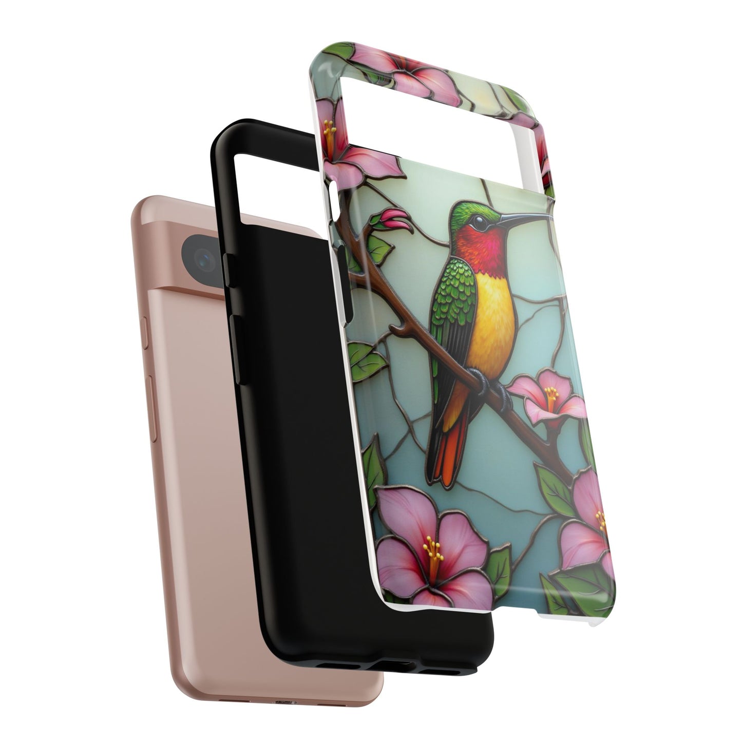 Elegant Hummingbird with Floral Mosaic | Artistic Nature Design