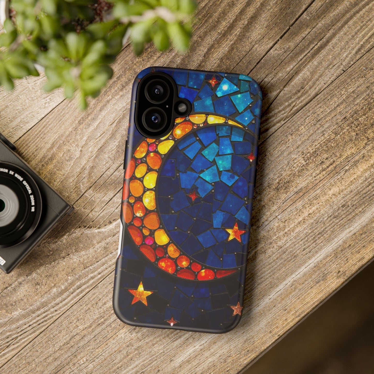 Lunar Glow: Vibrant Moon and Starry Night