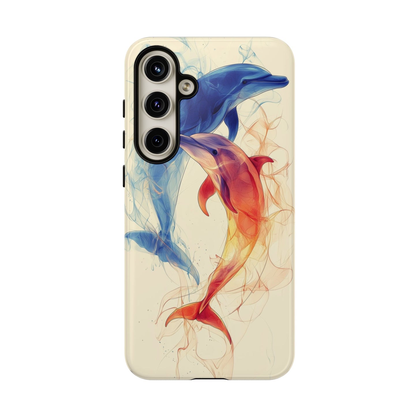 Elemental Dolphins: Fire & Water Fusion Phone Case for iPhone, Samsung & Pixel