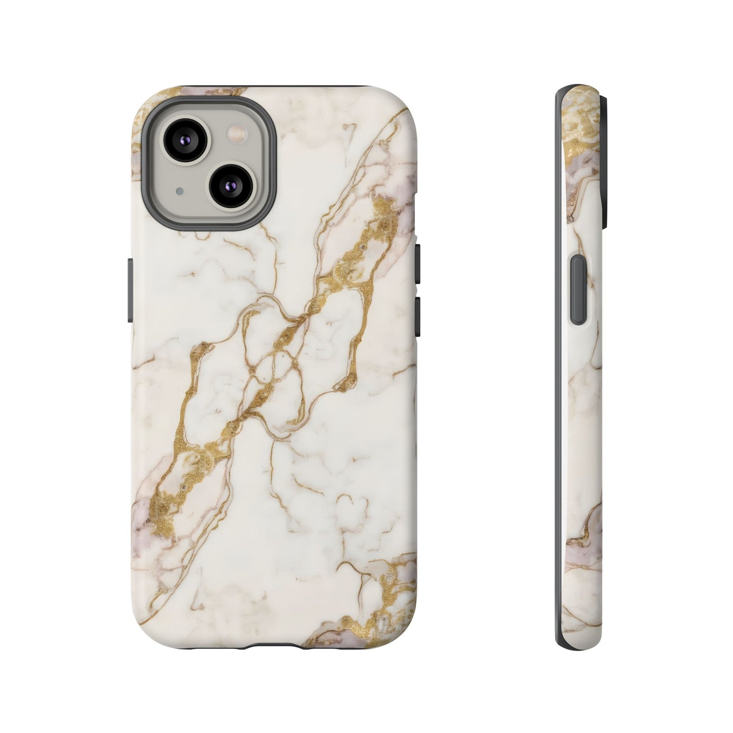 Elegant White and Gold Marble Case Design