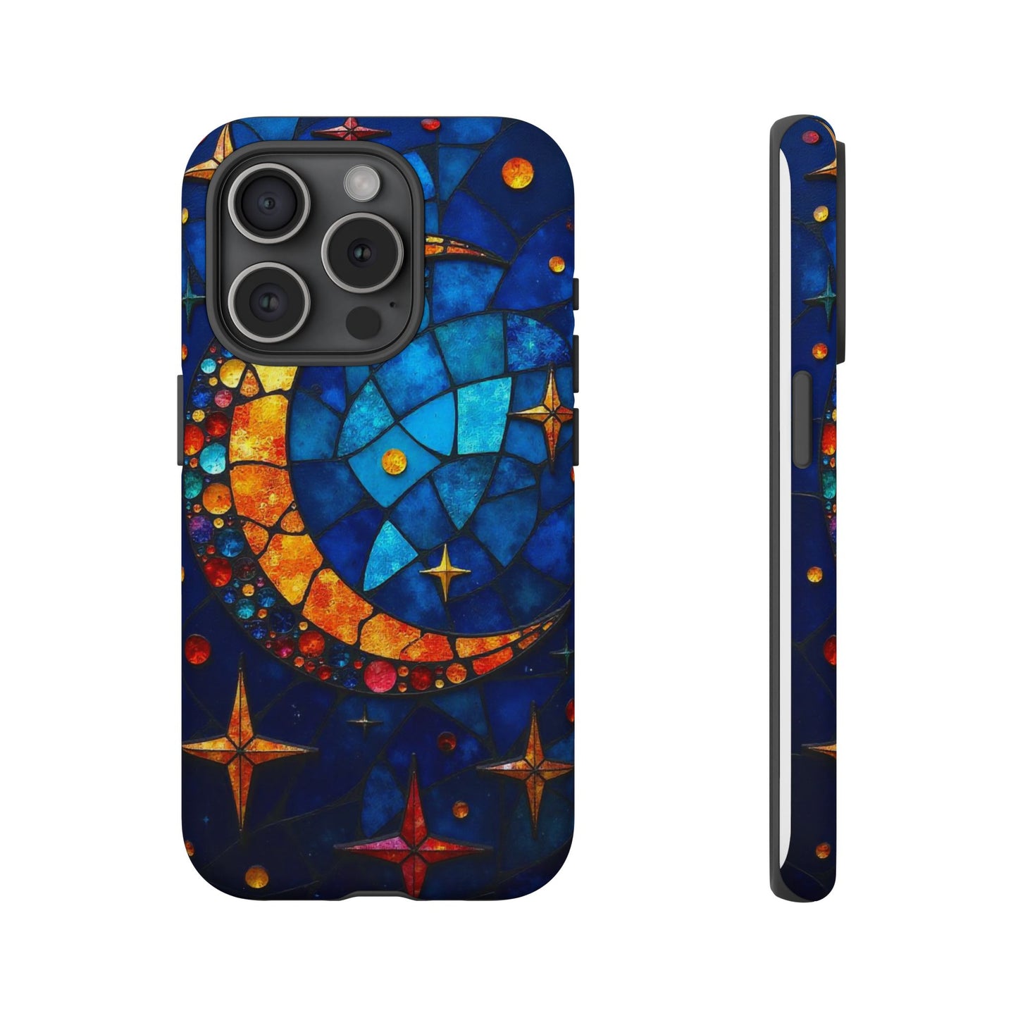 Celestial Crescent: Moon and Stars in Color