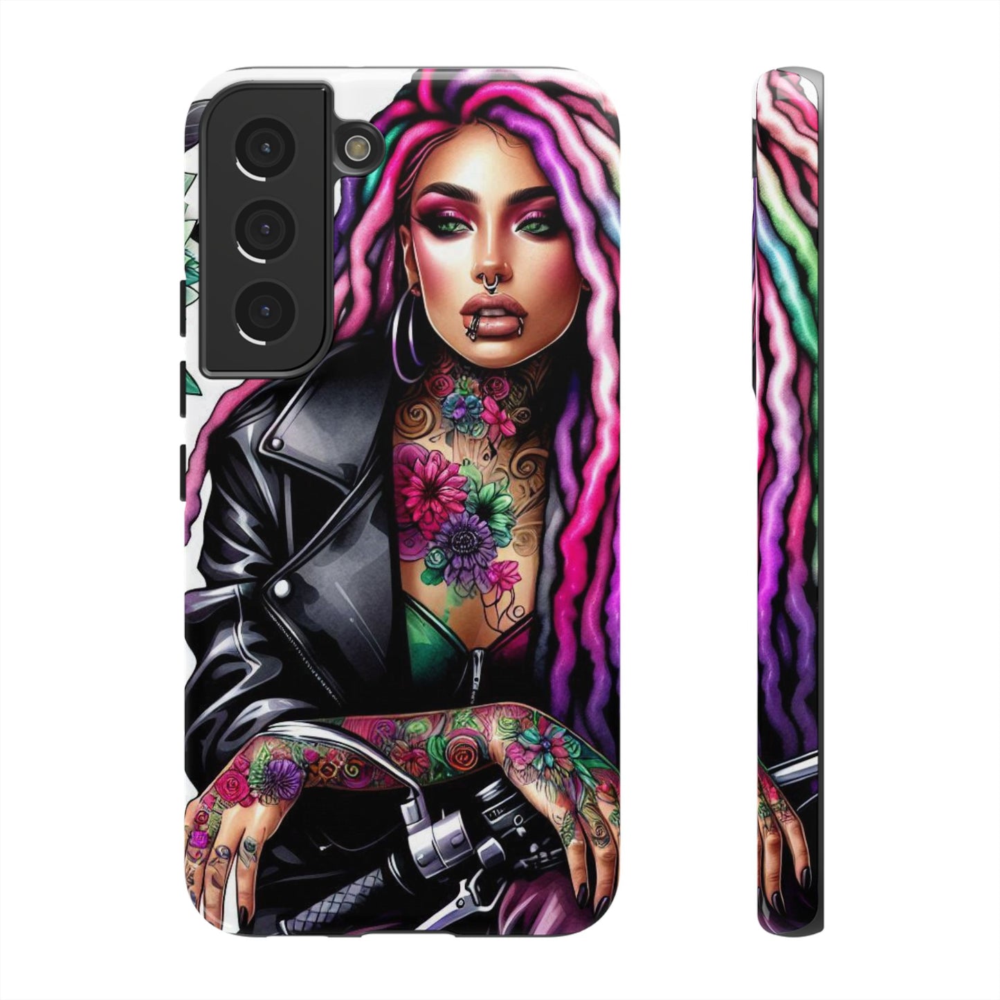 Neon Rebel – Vibrant Biker Queen Mobile Cover