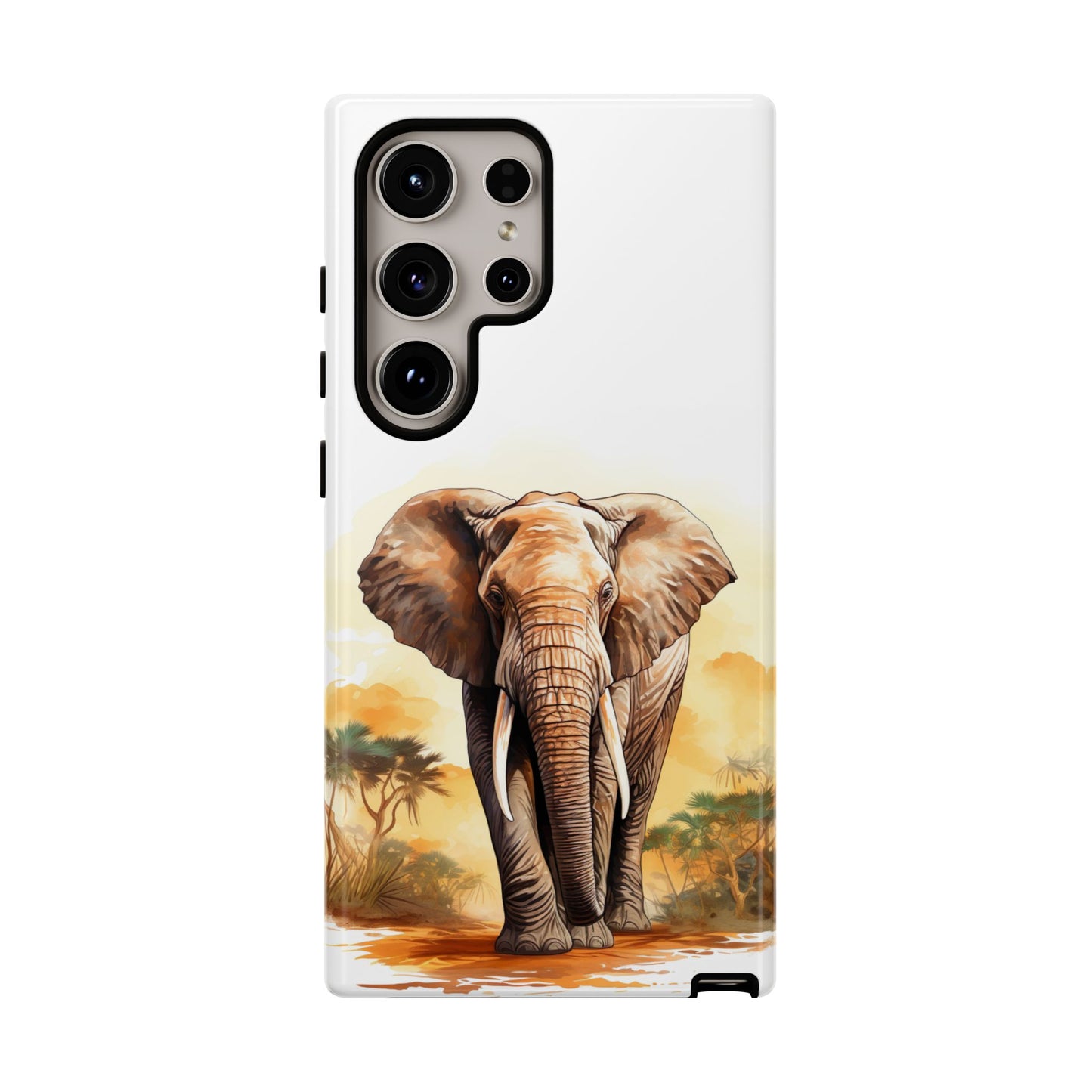 Safari Elephant Watercolor Mobile Cover – Majestic Wildlife Art
