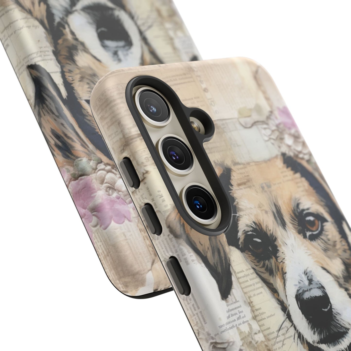Vintage Collage Dog Portrait Mobile Cover – Artistic Mixed Media Design