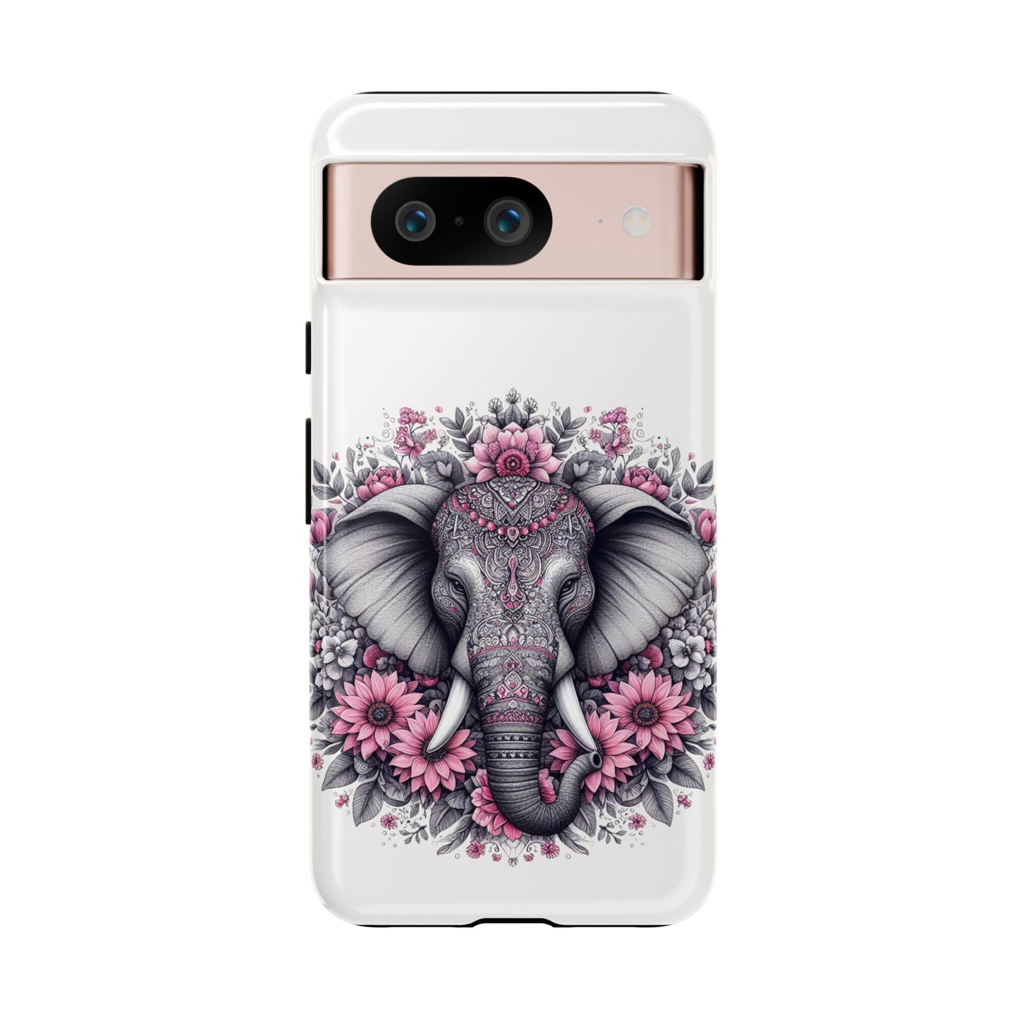 Intricate Floral Elephant Mobile Cover – Mandala-Inspired Boho Art