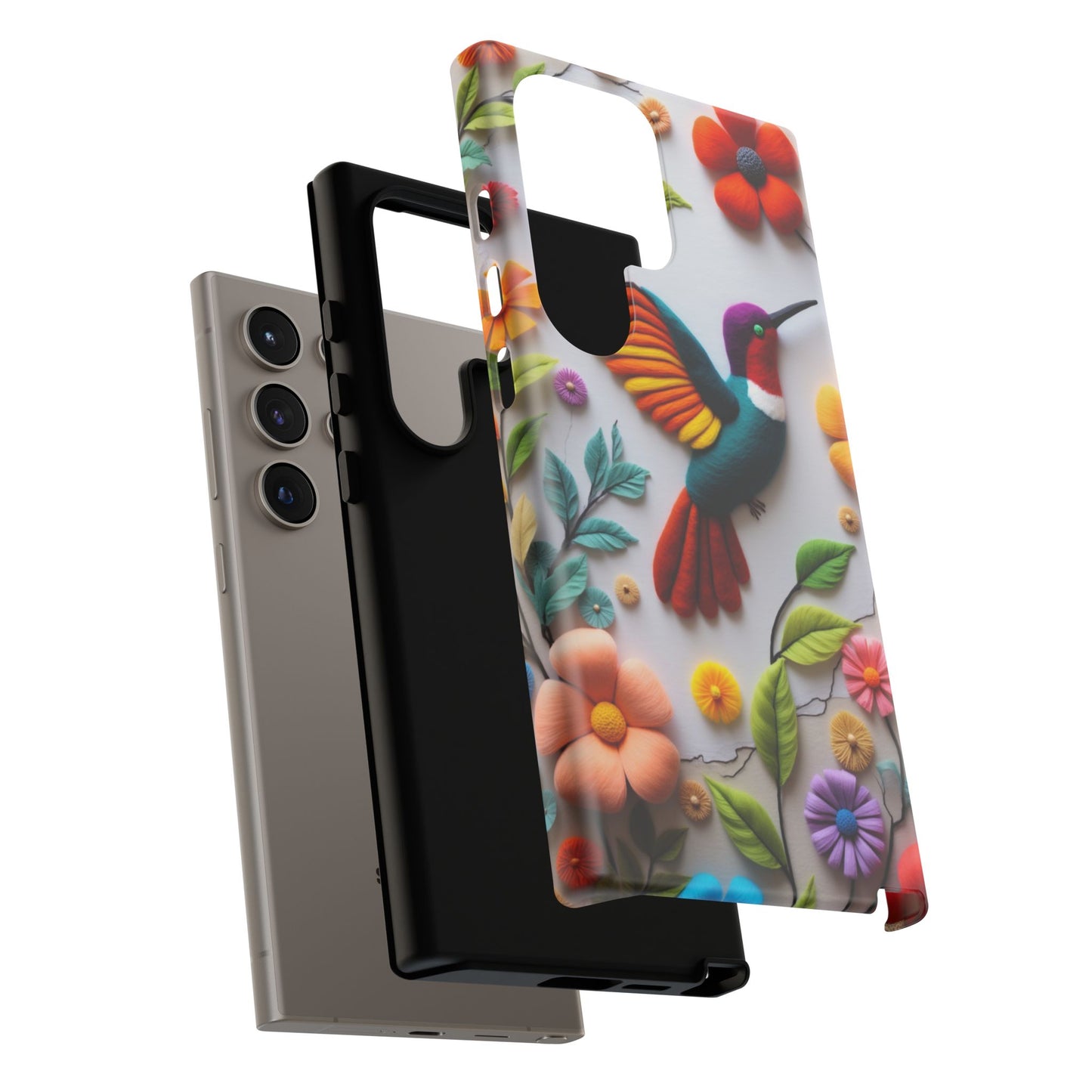 Embroidered Hummingbird with Floral Design | Nature's Elegant Stitch | iPhone 16 Pro