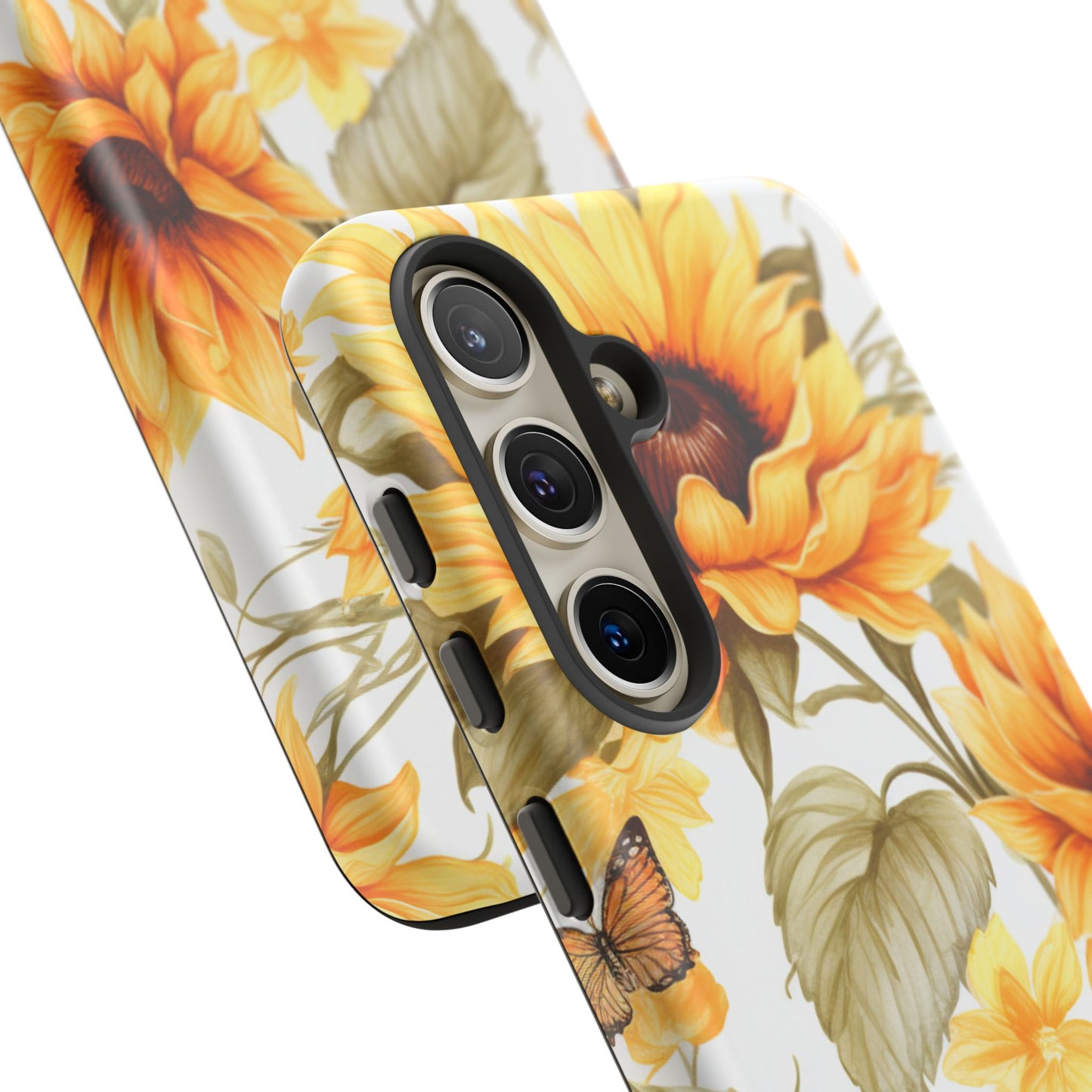 Golden Sunflower & Butterfly Phone Case – Warm & Elegant