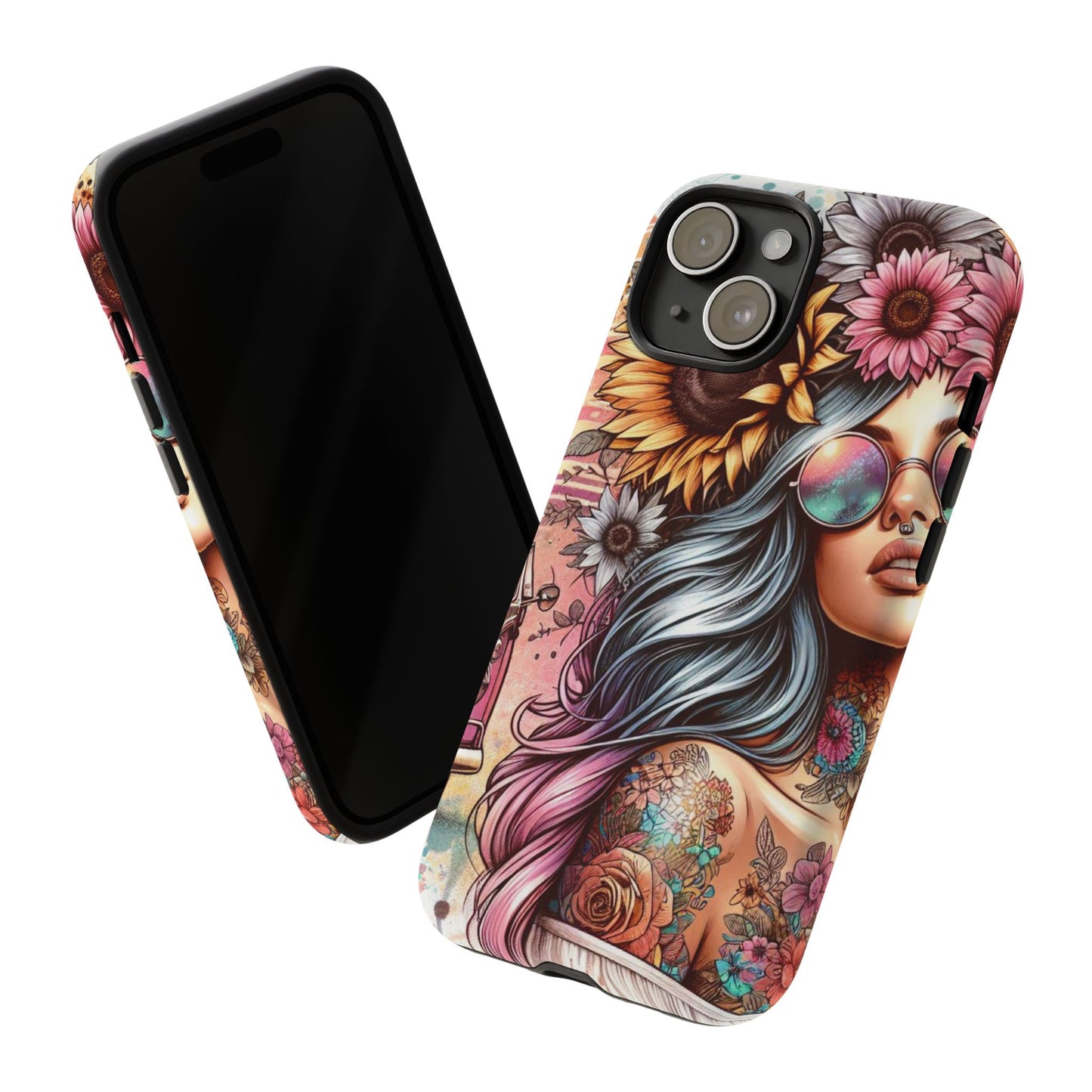 Retro Boho Wanderer – Sunflower Hippie Van Mobile Cover