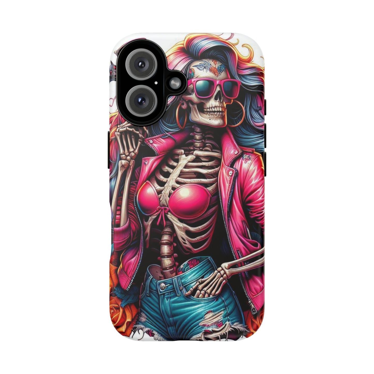 Neon Bones – Retro Skeleton & Vibrant Punk Aesthetic Mobile Cover