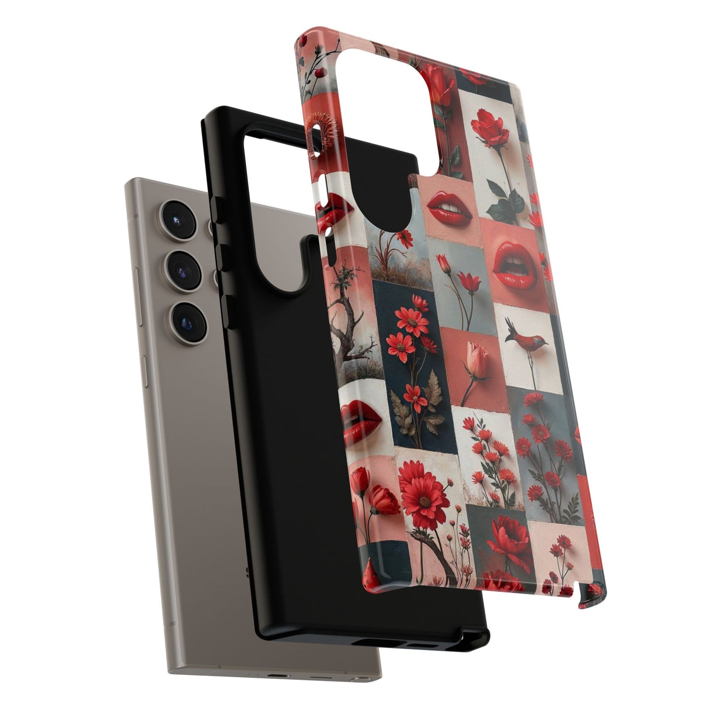 Red Flowers & Lips Collage Phone Case