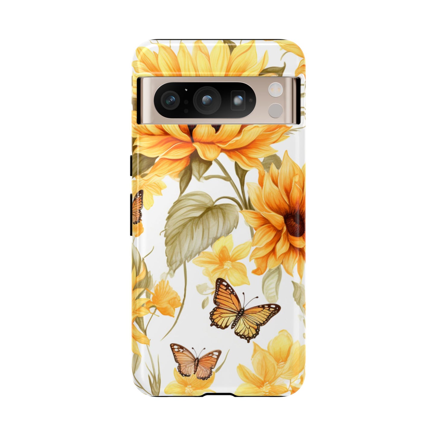 Golden Sunflower & Butterfly Phone Case – Warm & Elegant