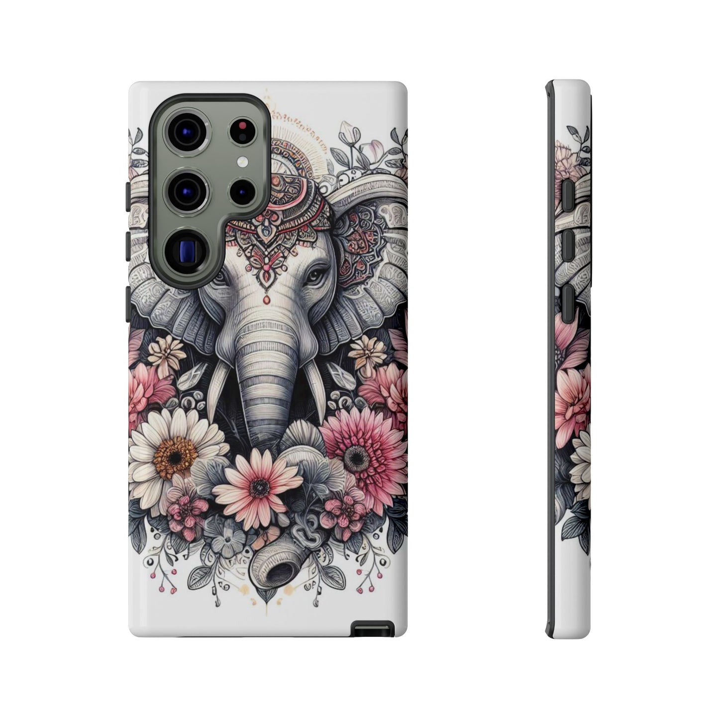 Royal Elephant Mandala Phone Case – Intricate Bohemian Floral Design