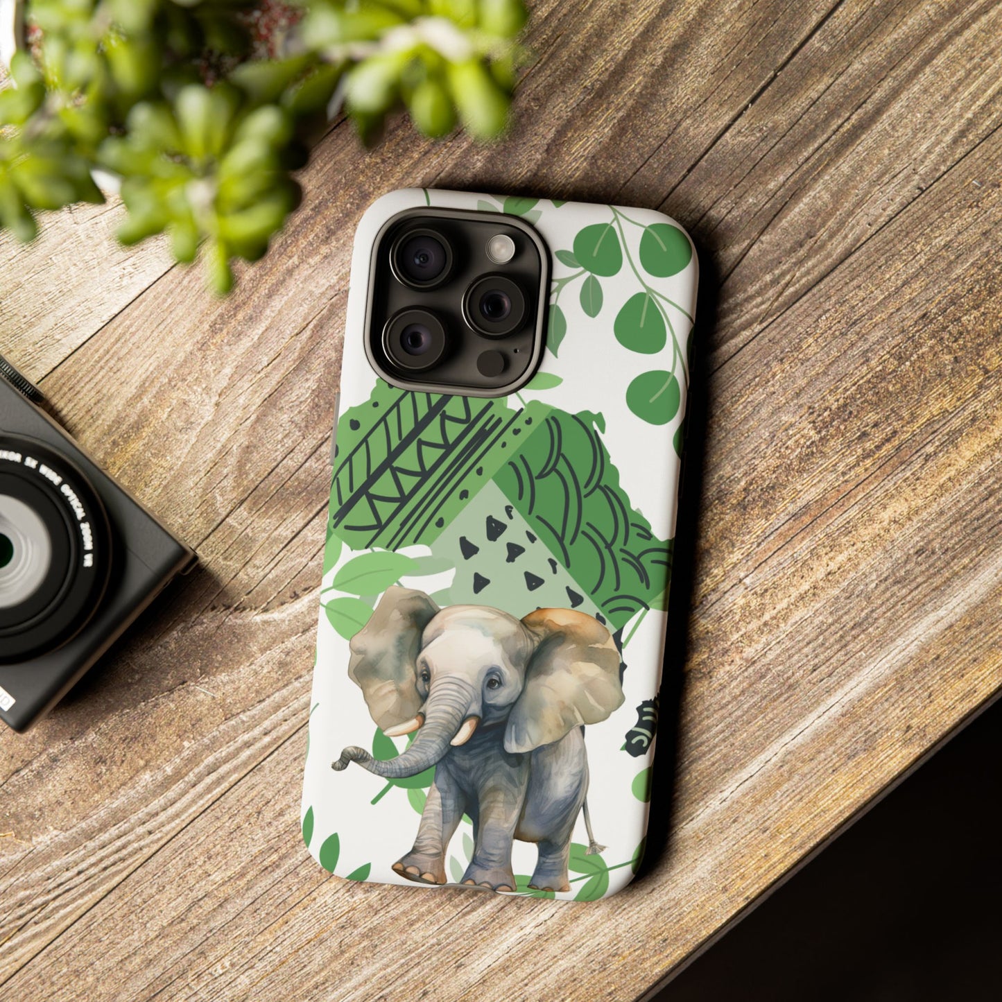 Playful Baby Elephant Mobile Cover – Tropical Boho Art