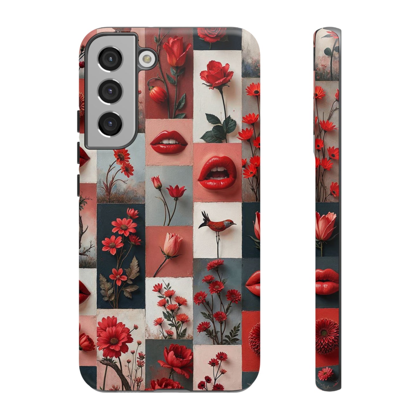 Red Flowers & Lips Collage Phone Case