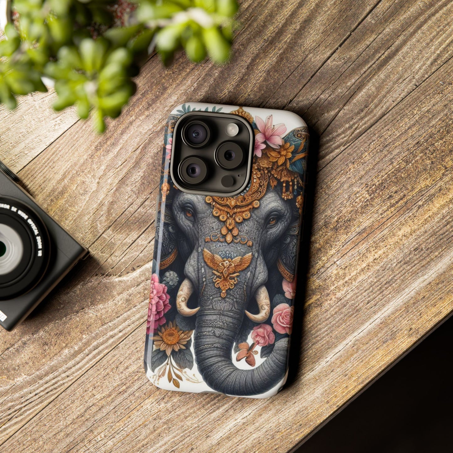 Golden Royal Elephant Mobile Cover – Luxurious Ornate Art