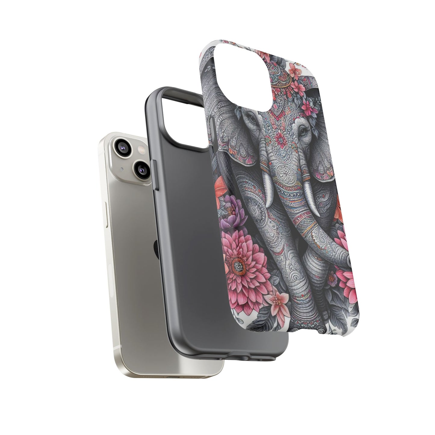 Bohemian Floral Elephant Mobile Cover – Intricate Mandala Art