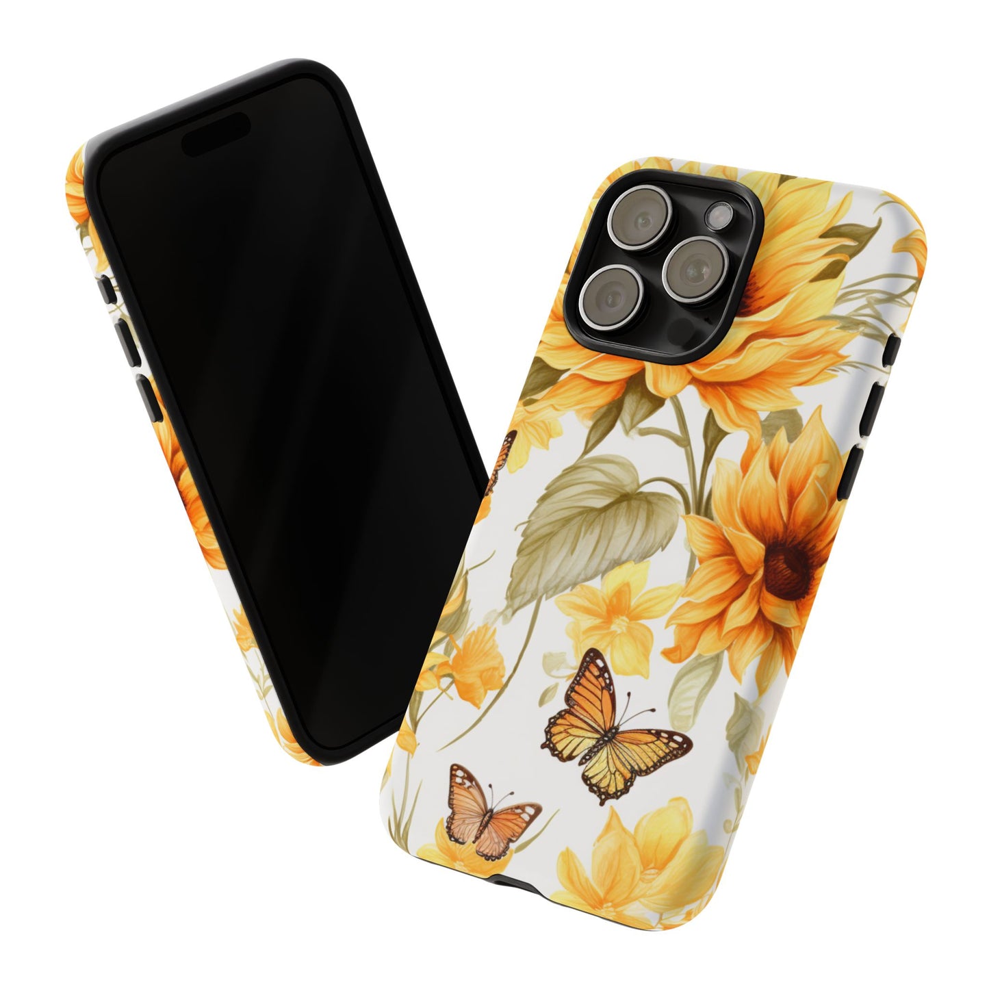 Golden Sunflower & Butterfly Phone Case – Warm & Elegant