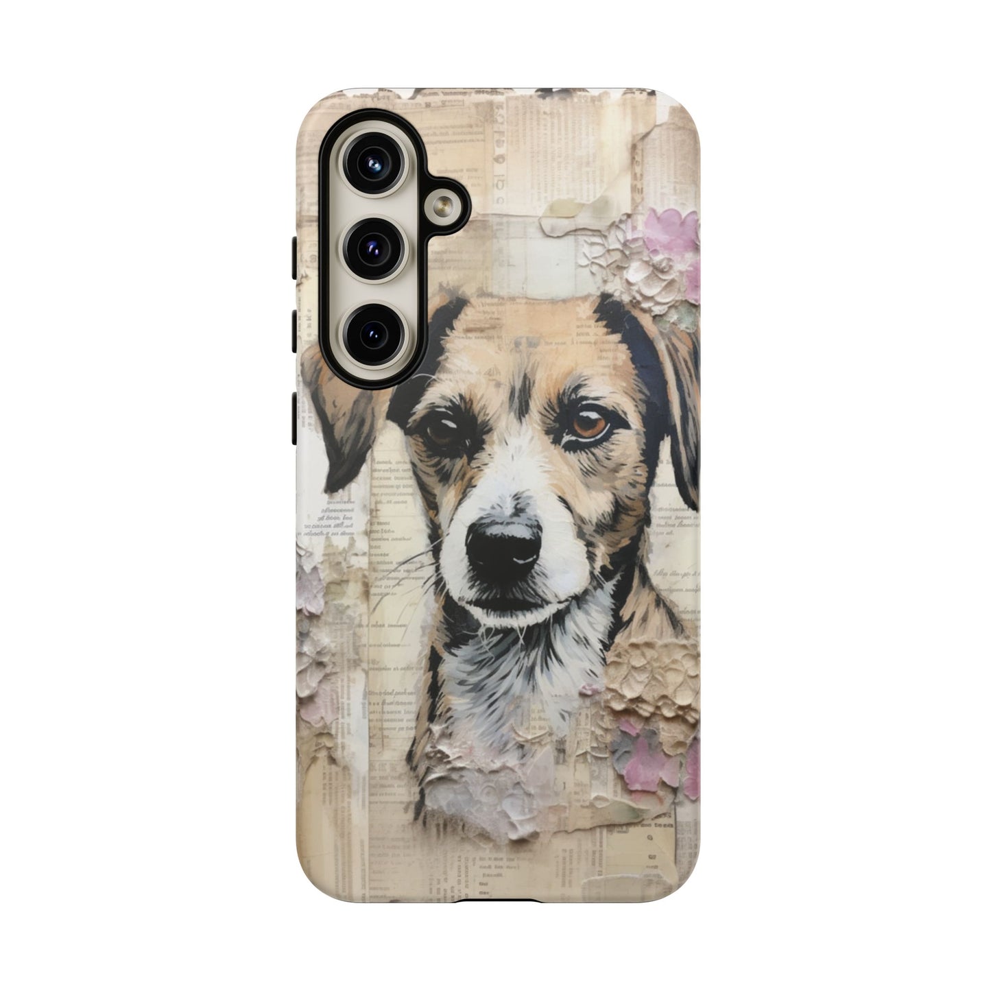 Vintage Collage Dog Portrait Mobile Cover – Artistic Mixed Media Design