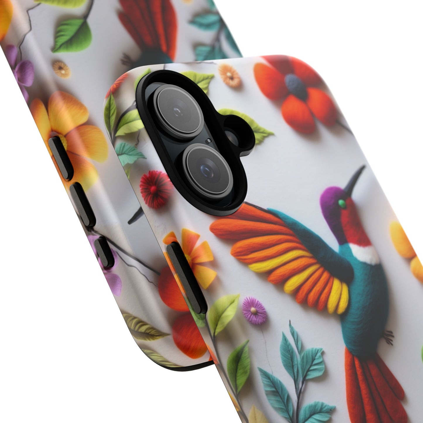 Embroidered Hummingbird with Floral Design | Nature's Elegant Stitch | iPhone 16 Pro