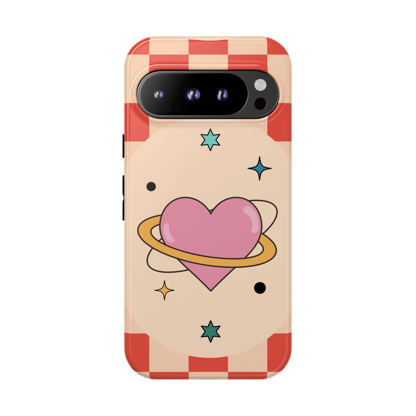 Retro Heart Tile Phone Case – Vintage Aesthetic Cover for iPhone, Samsung & Google Pixel