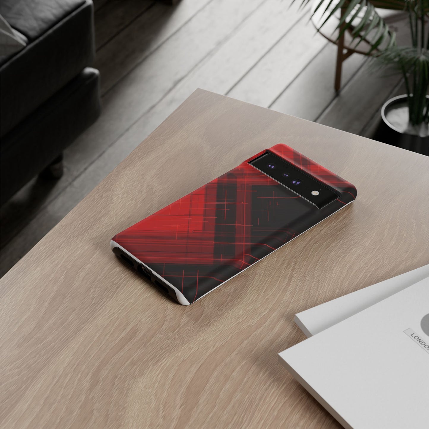 Abstract Red and Black Geometric Pattern