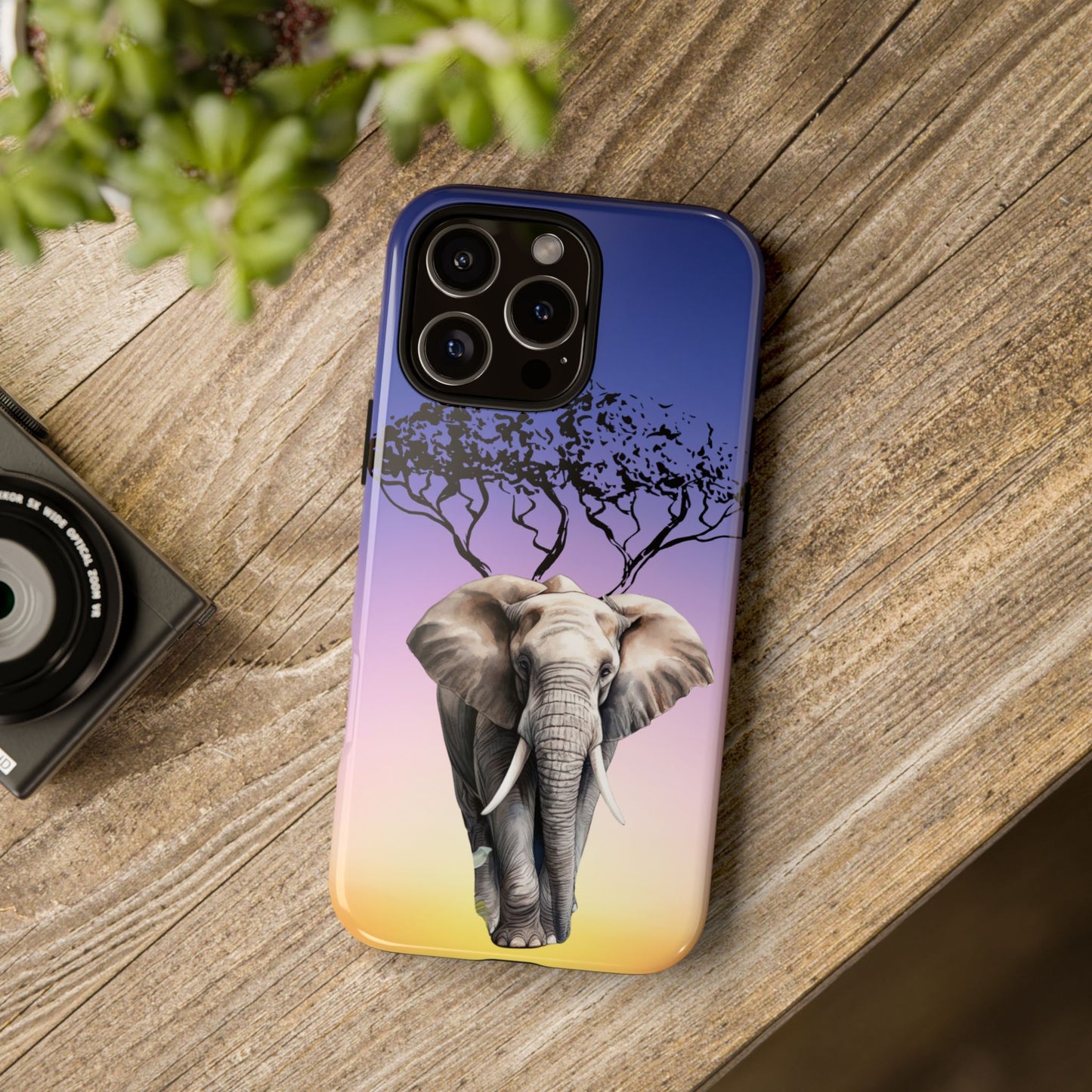 Surreal Elephant Tree Mobile Cover – Dreamy Sunset Fantasy