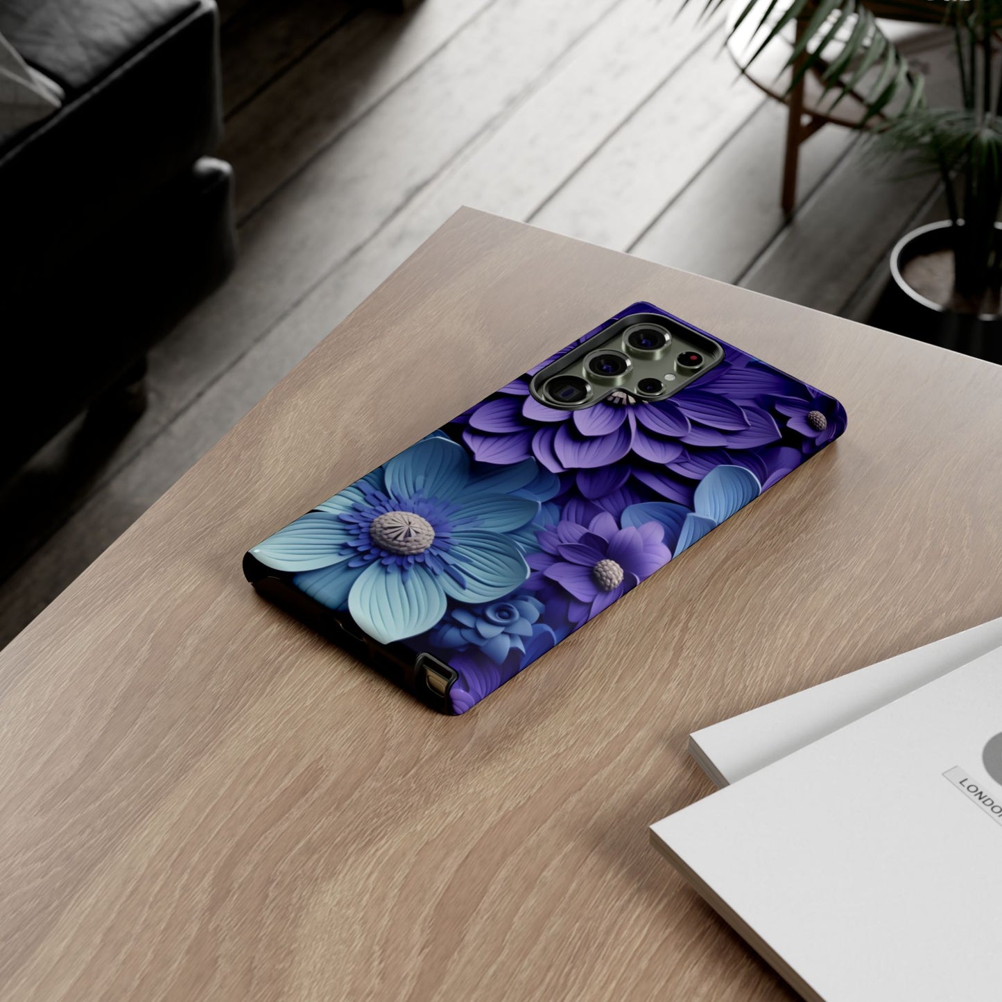 Royal Blue Floral Phone Case – Elegant & Luxurious Design