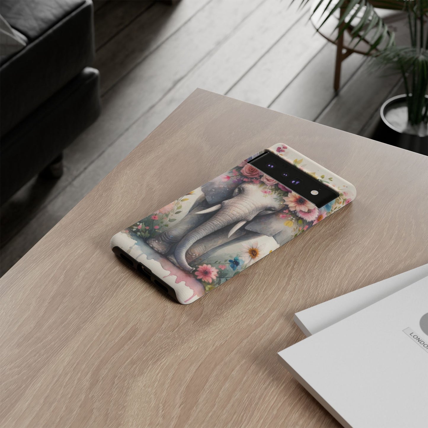 Watercolor Floral Elephant Mobile Cover – Dreamy Artistic Design