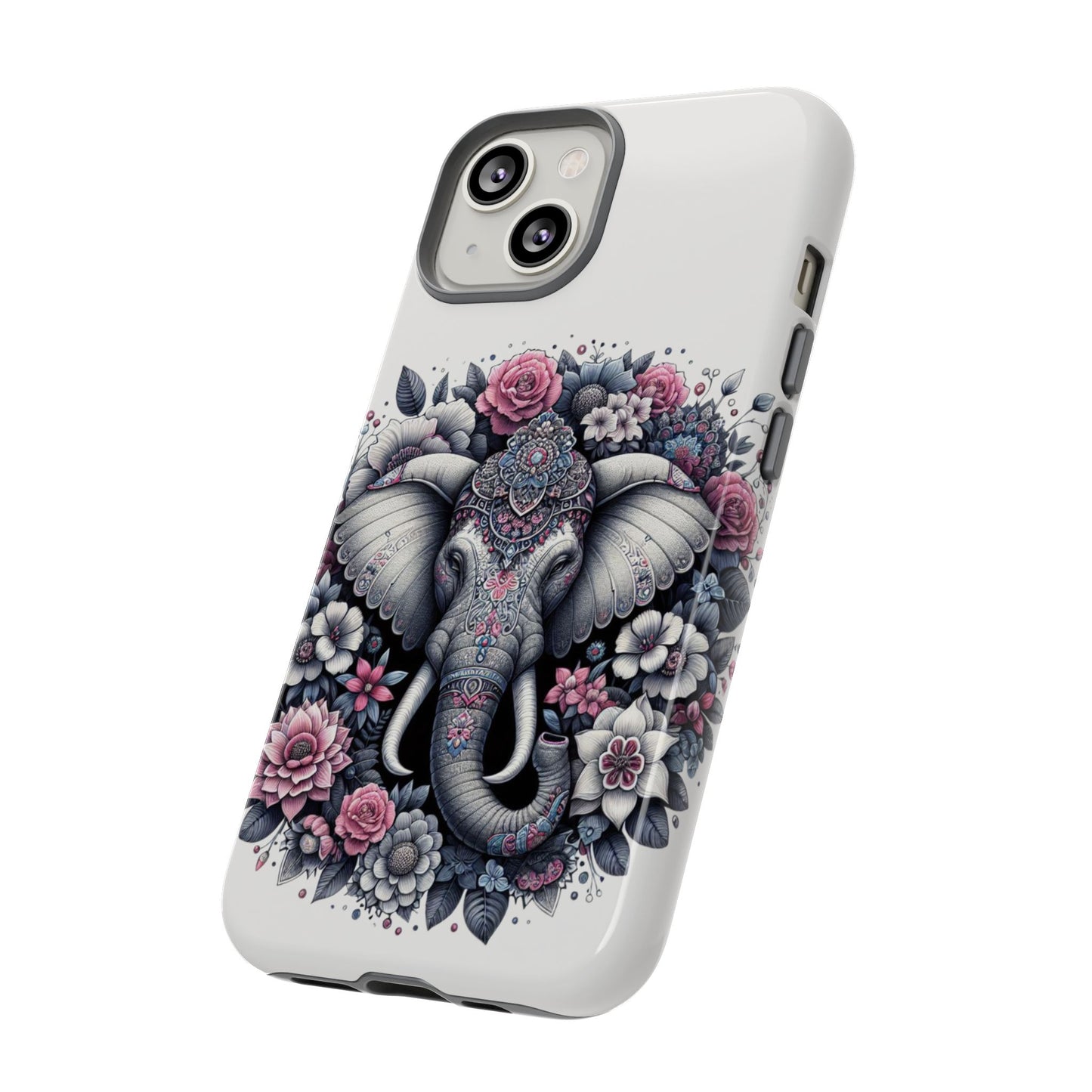 Ornate Floral Elephant Mobile Cover – Elegant Bohemian Art
