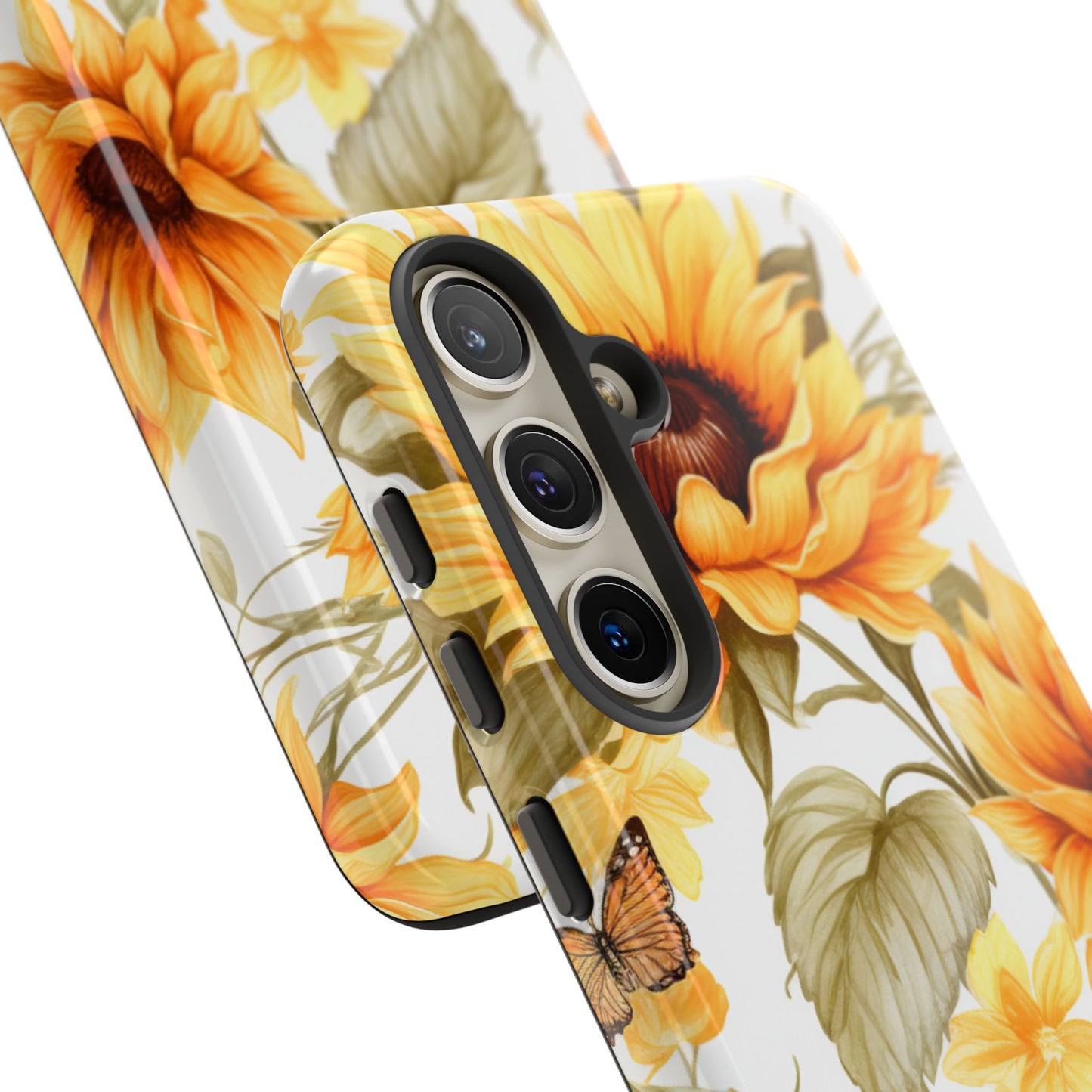 Golden Sunflower & Butterfly Phone Case – Warm & Elegant