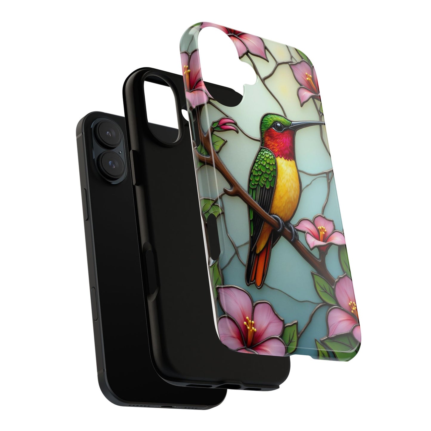 Elegant Hummingbird with Floral Mosaic | Artistic Nature Design