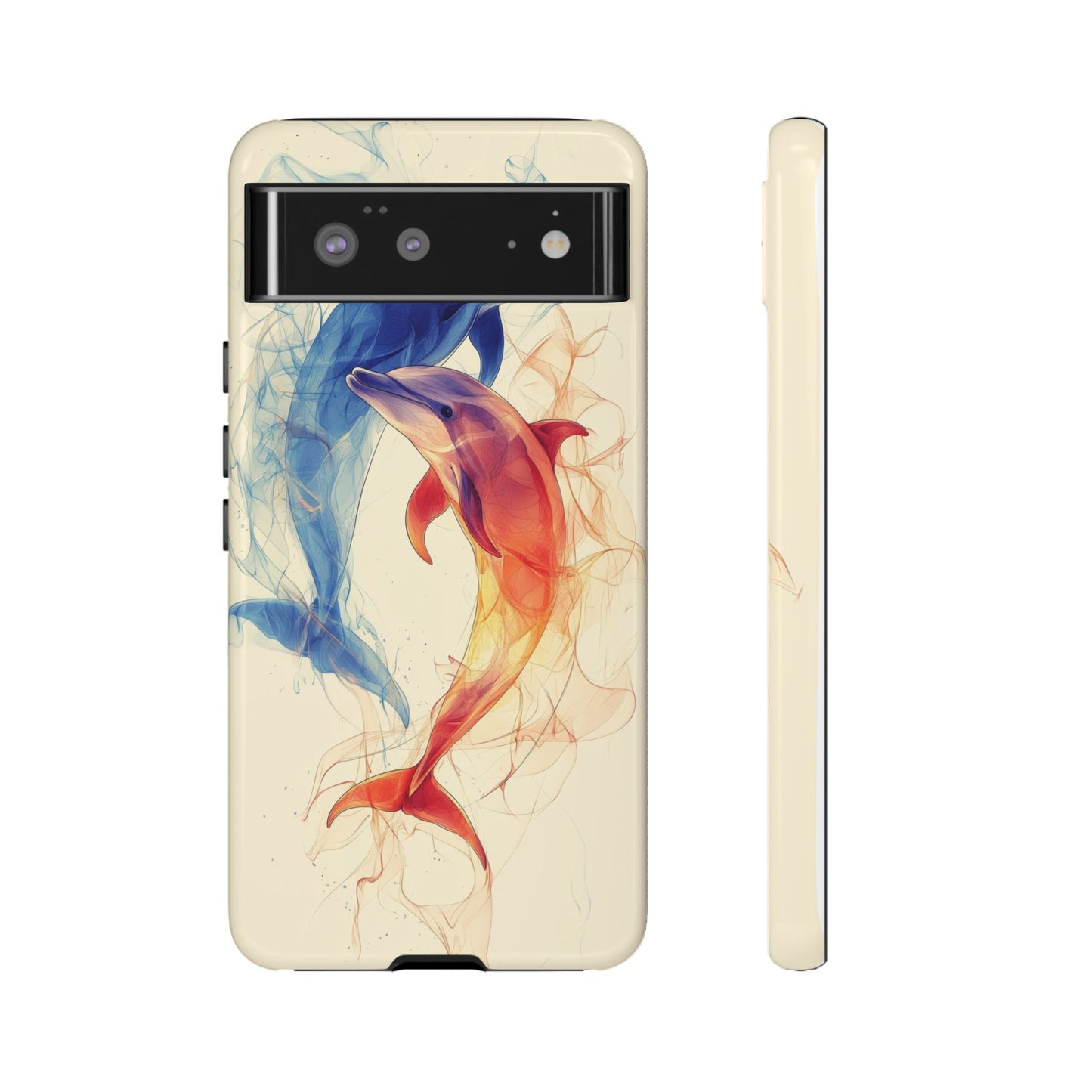 Elemental Dolphins: Fire & Water Fusion Phone Case for iPhone, Samsung & Pixel